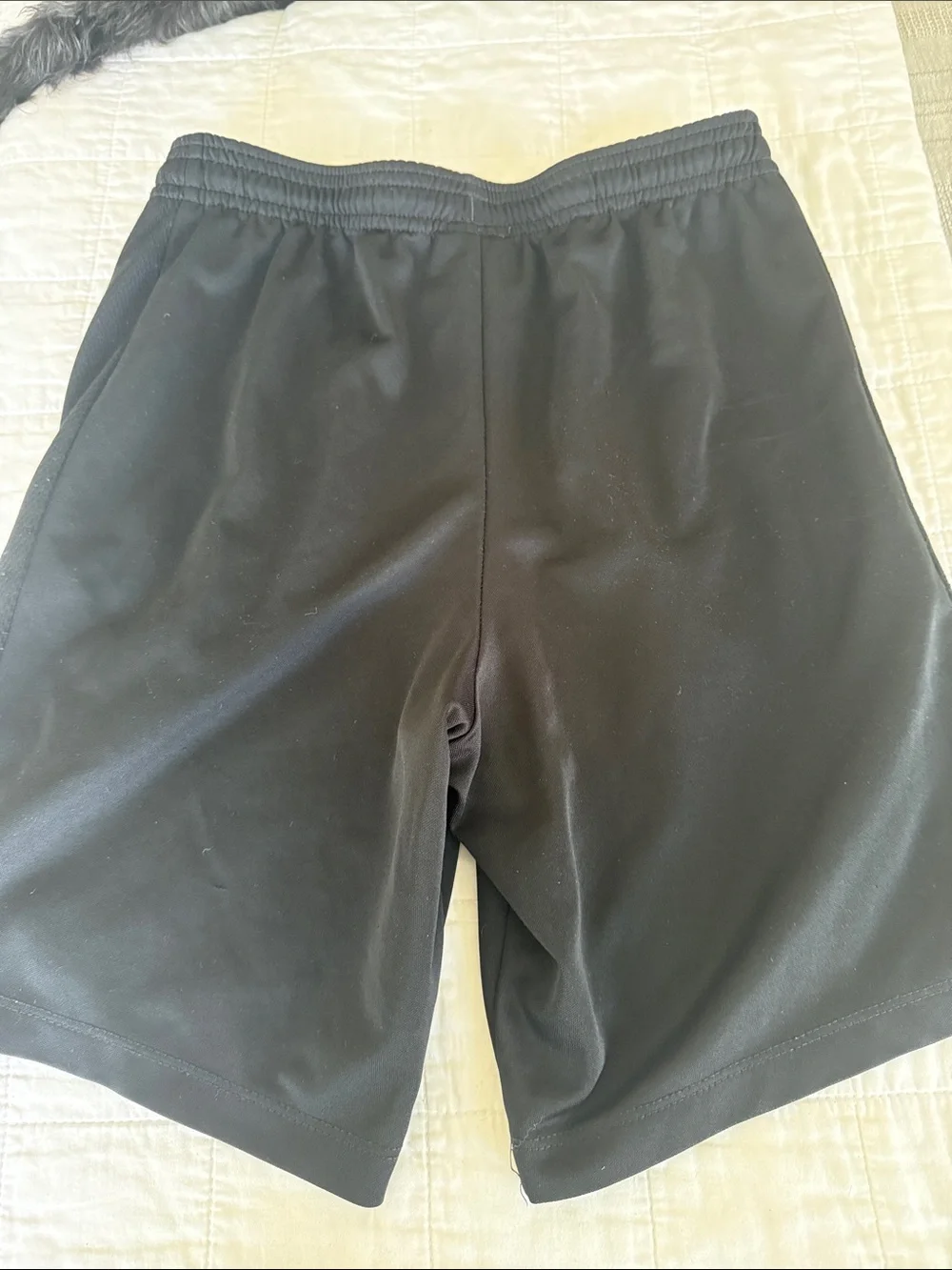 Nike Black Kids Athletic Shorts with White Logo Outline